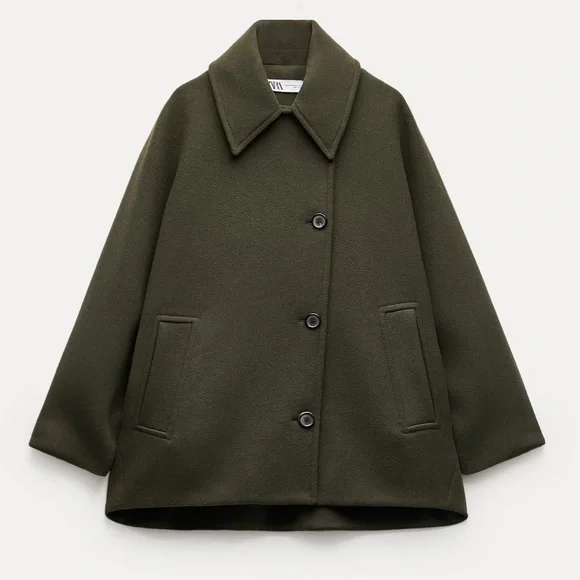 Zara Wool Blend Short Coat - Picture 12 of 16